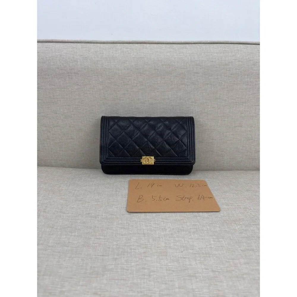 CHANEL Black Caviar Boy WOC GHW